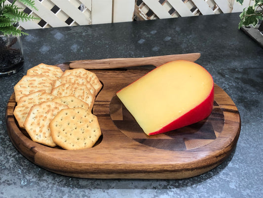 Kalmar Home End Grain Acacia Wood Cheeseboard with Matching Knife