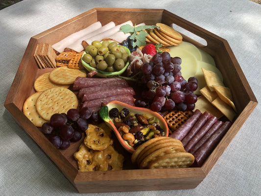 Home Octagon-Shaped Acacia Wood Serving & Charcuterie Tray